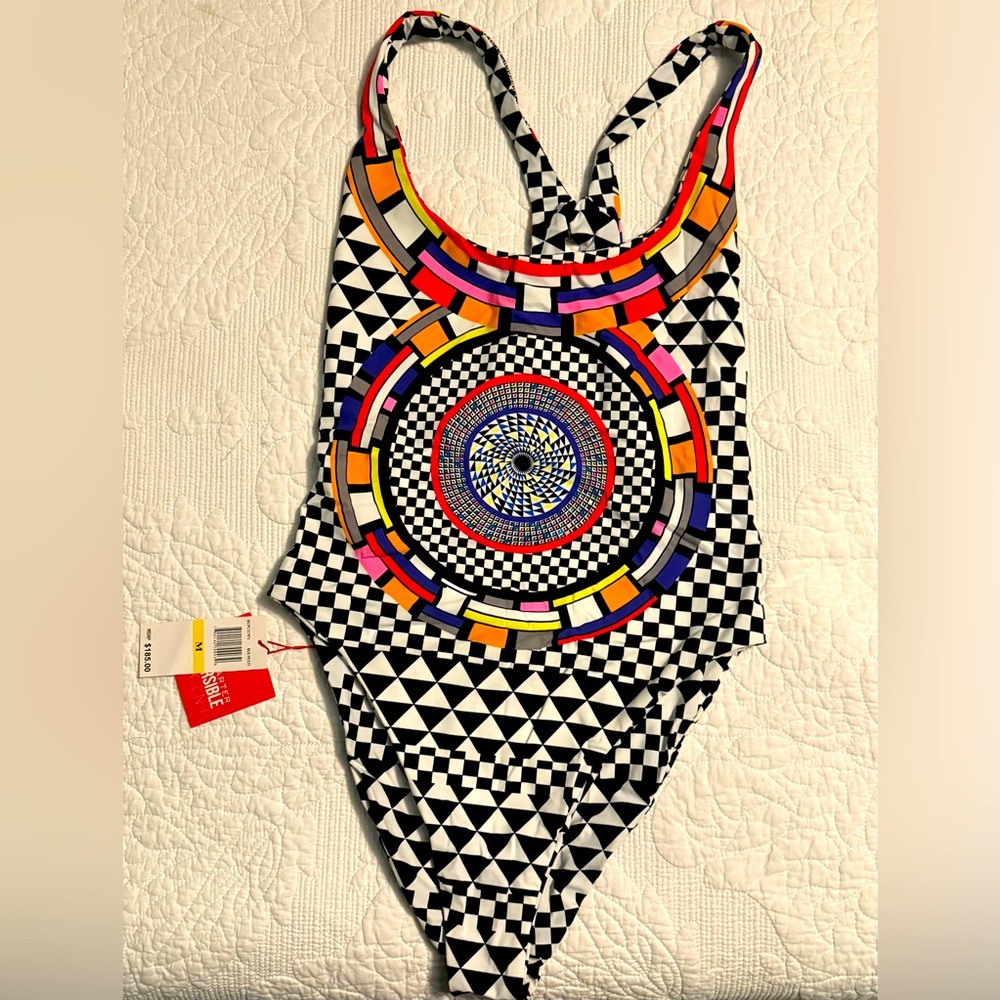 NWT! Red Carter geometric reversible swimsuit